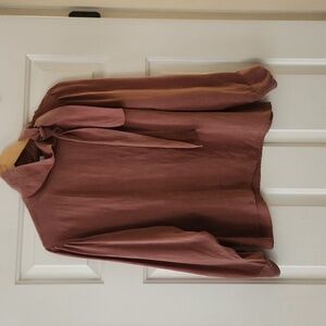 Amour Vert Soft Brown Blouse with Scarf Detail Size M